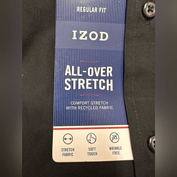 IZOD Men's Dress Shirt Regular Fit Stretch Solid Button Down Collar - Picture 4 of 5
